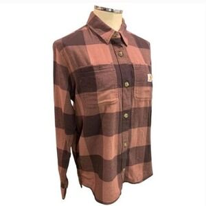 'NWOT- Small (4/6)‎ Carhartt Womens Rugged Flex Flannel Button Up Work Shirt